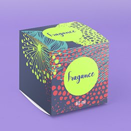 Impression packaging parfum cube