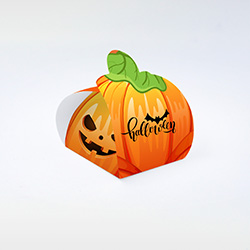 Boite demi lune Boite a bonbons halloween citrouille orange 5x6x7cm