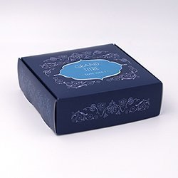 Boite coffret carton Arabesque bleu personnalisable 12x12x4cm