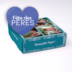 Boite coffret carton Bonne fete papa personnalisable 12x12x4cm