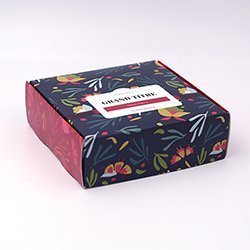 Boite coffret carton Floral fuchsia personnalisable 12x12x4cm