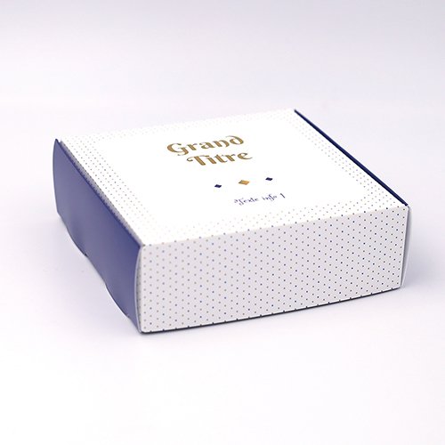 Packaging Boite coffret carton Petits points bleu or personnalisable