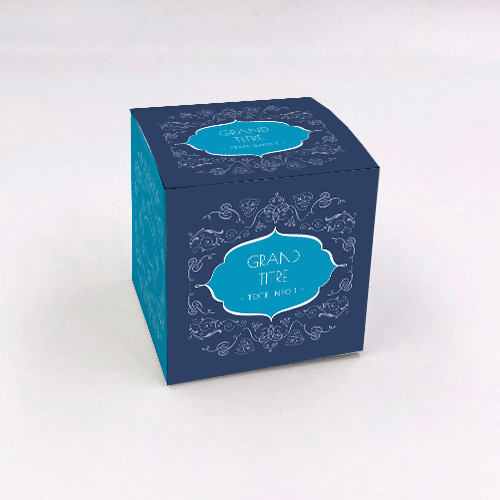 Packaging Boite cube Arabesque bleu personnalisable