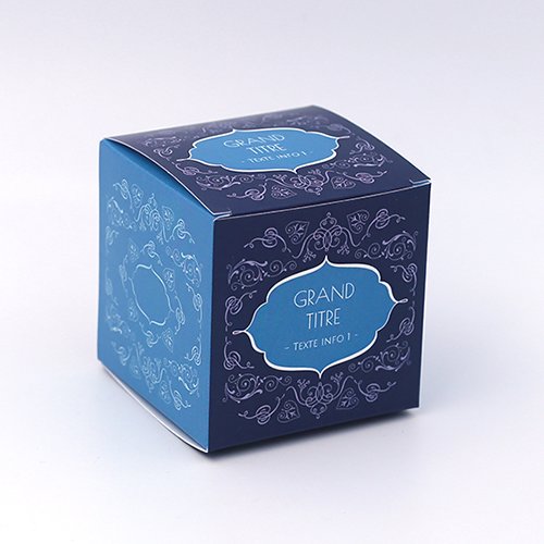 Packaging Boite cube Arabesque bleu personnalisable