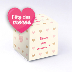 Boite cube Coeurs irises personnalisable 6x6x6cm