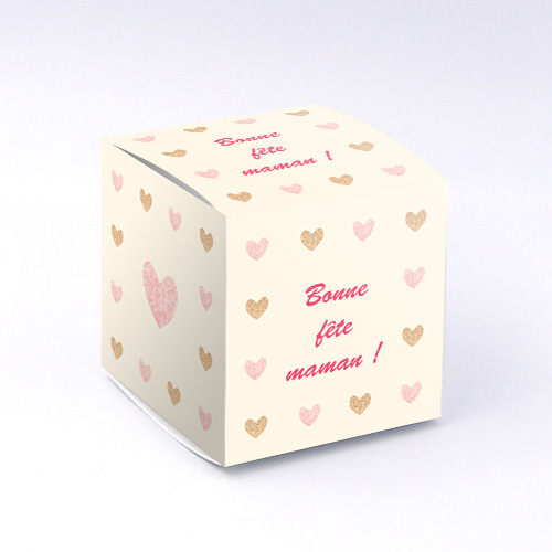 Packaging Boite cube Cœurs irisés personnalisable