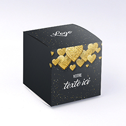 Boite cube carton luxe avec coeur personnalisable