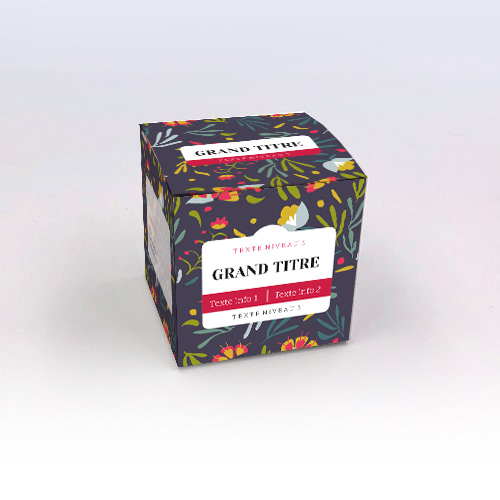 Packaging Boite cube Floral fuchsia personnalisable