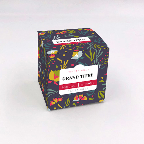 Packaging Boite cube Floral fuchsia personnalisable