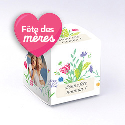 Boite cube Floral maman personnalisable 6x6x6cm