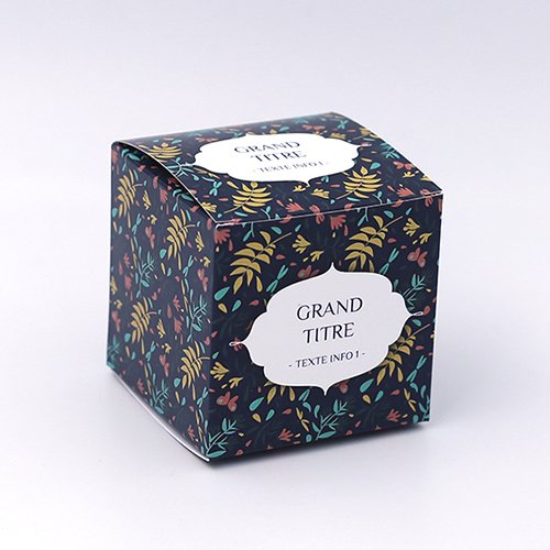 Packaging Boite cube Floral vert anglais personnalisable