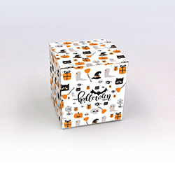 Boite cube Halloween motifs personnalisable 7x7x7cm