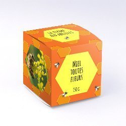 Boite cube Miel personnalisable 6x6x6cm