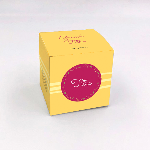 Packaging Boite cube Pastille et vague jaune personnalisable