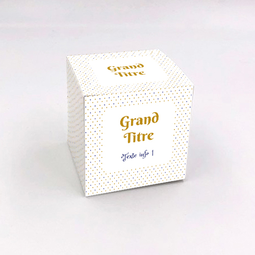 Packaging Boite cube Petits points bleu or personnalisable