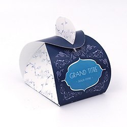 Boite demi lune Arabesque bleu personnalisable 5x5,5x7,2cm