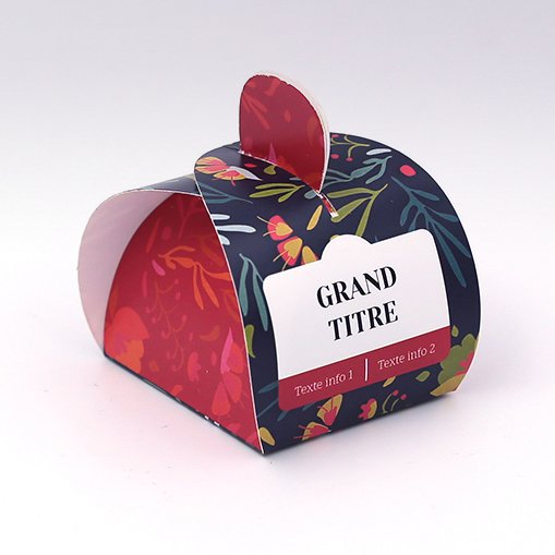 Packaging Boite demi lune Floral fuchsia personnalisable