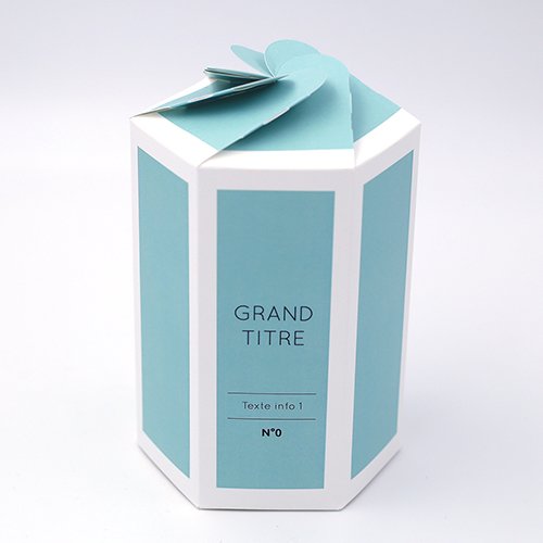 Packaging Boite pétales hexagonale Aplat bleu vert personnalisable