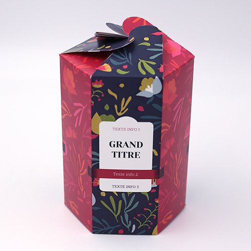Packaging Boite pétales hexagonale Floral fuchsia personnalisable