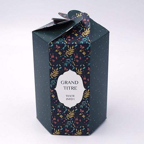 Packaging Boite pétales hexagonale Floral vert anglais personnalisable