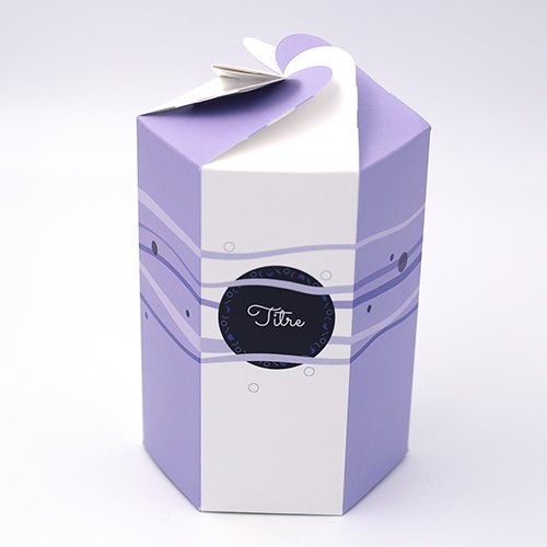 Packaging Boite pétales hexagonale Pastille et vague mauve personnalisable