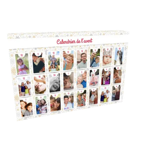 Calendrier de l'avent 24 photos flocon personnalisable 44x30x7cm