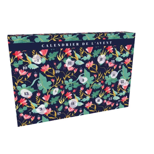 Calendrier de l'avent Motifs floral noel personnalisable 44x30x7cm