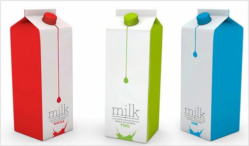 Packaging brique de lait respect code couleurs
