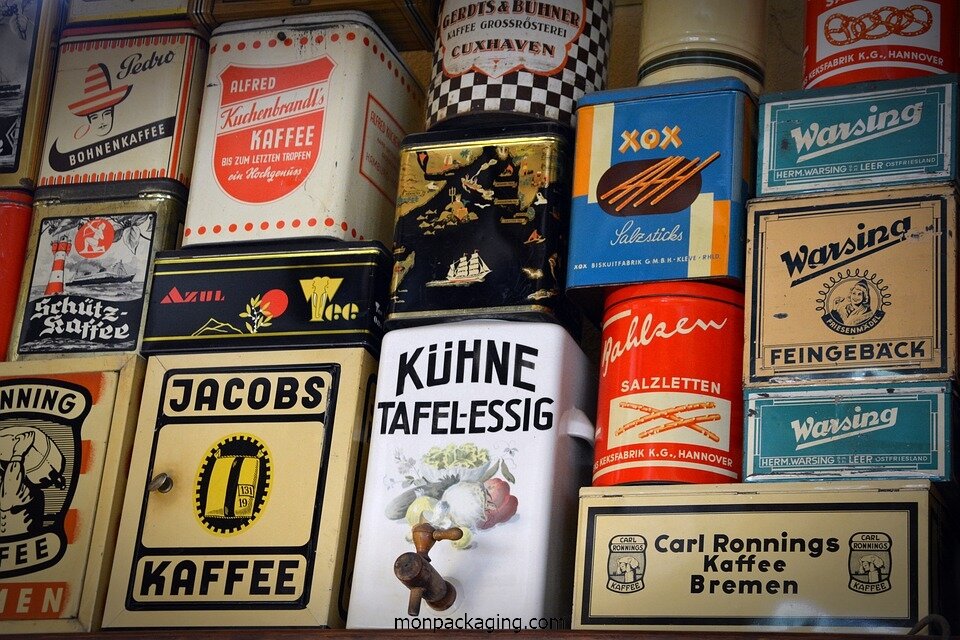 Boîtes vintage, dès le milieu du XXème siècle, la boîte de conserve est utilisée partout dans le monde