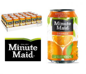 Des cannettes de jus d'orange Minute Maid.