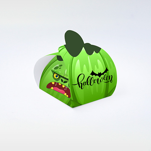 Boîte à bonbons Citrouille verte, packaging Halloween